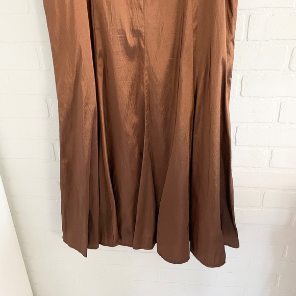 Vintage Maxi skirt Gown Liquid Mermaid Prom Bronze Fluid Taffeta Volume Sz 12 - Picture 8 of 10